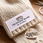 Personalised Funny Pet Photo Sewing Labels Name Tags Set of 15 for Clothing Handmade Use Birthday Gift for Knitting DIY Craft Lovers Artisans