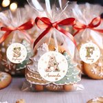 Personalised Sweets Snowflake Gingerbread Style Initial Gift Tag Sticker Name Lable Set of Christmas Holiday Gift for Family Kids