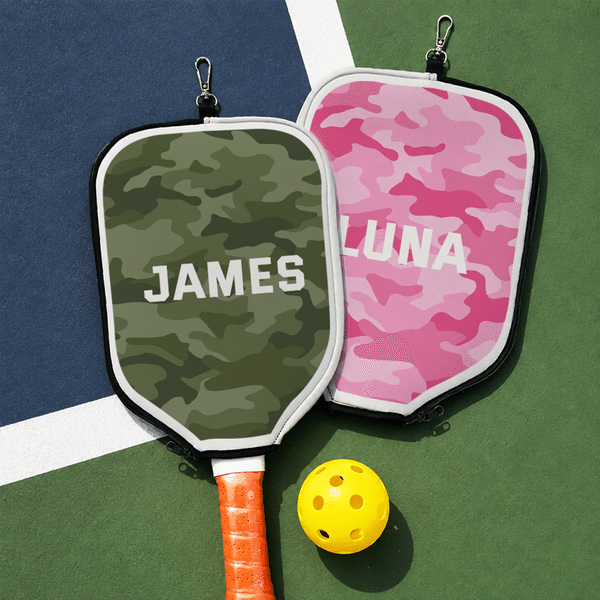 Personalised Camouflage Pickleball Paddle Cover with Name and Hook Sports Accessory Game Day Birthday Gift for Pickleball Players Lovers