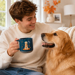 Personalised Autumn Maple Leaf Pet Photo 12 oz Ceramic Coffee Mug with Name Daily Use Birthday Gift for Pet Owners Lovers
