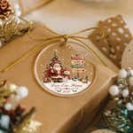 Personalized Santa Claus Snowman Signpost Glass Acrylic Ornament with Family Name and Year Tree Decor Christmas Gift for Family