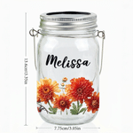 Personalised Birth Flower Mason Jar Night Light with Name Home Decor Birthday Bachelorette Party Gift for Friend Sister Bridesmaid