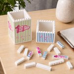Personalized Teacher Pennant Flag Building Blocks Brick Pencil Holder with Title and Text Teacher's Day Appreciation Gift for Teacher