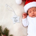 Personalized Our First Christmas as a Family Star Shaped Ceramic Ornament with Name and Year Christmas Tree Decor Gift for Family New Parents