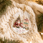 Personalized Santa Claus Snowman Signpost Glass Acrylic Ornament with Family Name and Year Tree Decor Christmas Gift for Family