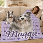 Coperta morbida personalizzata, con foto animale in stile acquerello, nuvola di parole e nome - Regalo di compleanno per amanti di animali 5