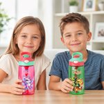 Gourde pour enfant personnalisée de 16 oz, colorée, avec dragon et pierre de naissance, avec prénom – Cadeau de rentrée scolaire pour les enfants et les élèves
