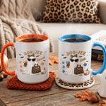 Personalized Multicolor Boo Jee Leopard Ghost 11 oz 15 oz Ceramic Coffee Mug with Name Halloween Fall Gift for Family Friends