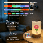 Personalised 3D-Effect Artwork Birth Flower Touch Control Rechargeable LED Night Light with Name Birthday Gift for New Moms Kids