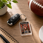 Personalised American Football Player Acrylic Keyring with Team Name and Shirt Number Game Day Birthday Gift for American Football Players Coaches