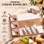 Personalized Engraved Name Marble 11 Pcs Cutting Board Coaster Set with Ceramic Bowl Made in USA Father's Day Kitchenware Gift for Family Father