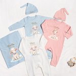 Personalized Jesus Love You Little Sheep 100% Cotton Baby Bodysuit Hat Blanket Gift Box Set Baptism Baby Shower Gift for Newborn New Parents