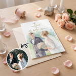 Personalized Watercolor The Newlyweds Photo Greeting Card with Text Year and Envelope Wedding Reception Gift for Couple Newlyweds