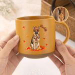 Personalised Autumn Maple Leaf Pet Photo 12 oz Ceramic Coffee Mug with Name Daily Use Birthday Gift for Pet Owners Lovers