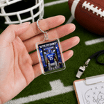 Personalised American Football Player Acrylic Keyring with Team Name and Shirt Number Game Day Birthday Gift for American Football Players Coaches