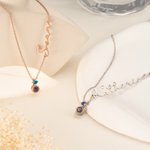 Collier en argent sterling personnalisé avec projection de photo micro-gravée, pierre de naissance et prénom – Bijou raffiné, cadeau d'anniversaire ou de mariage pour femme