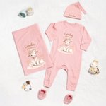 Personalized Jesus Love You Little Sheep 100% Cotton Baby Bodysuit Hat Blanket Gift Box Set Baptism Baby Shower Gift for Newborn New Parents