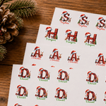 Autocollants personnalisés de Noël : Père Noël, bonhomme de neige, renne, motif à carreaux et initiale, avec prénom – Décoration de Noël, cadeau pour la famille, les amis et les enfants