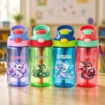 Gourde pour enfant personnalisée de 16 oz, colorée, avec dragon et pierre de naissance, avec prénom – Cadeau de rentrée scolaire pour les enfants et les élèves