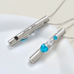 Personalised Birthstone Whistle Sterling Silver Necklace with Text Birthday Hiking Gift for Woman Sports Lover