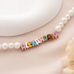 Personalised Colourful Macaron Enamel Letter Pearl Bead Sterling Silver Adjustable Bracelet with Name Birthday Gift for Women Girls