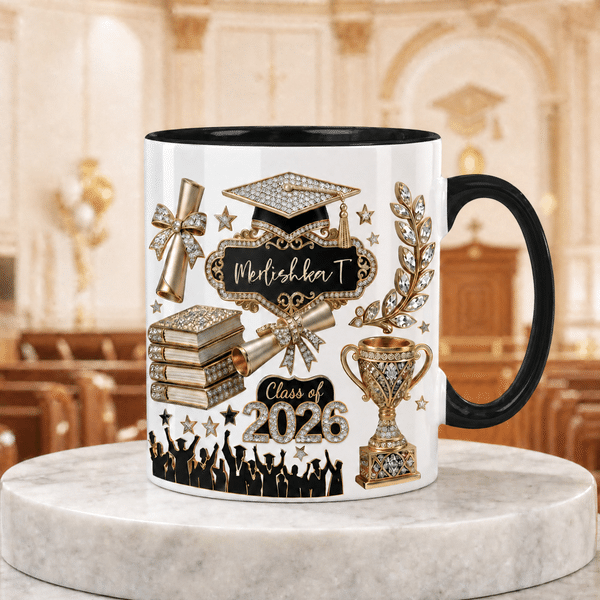 Personalized Class of Graduation Cap 11 oz 15 oz Ceramic Mug with Name and Year Daily Use Graduation Gift for Graduates