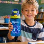 Gourde pour enfant personnalisée de 16 oz, colorée, avec dragon et pierre de naissance, avec prénom – Cadeau de rentrée scolaire pour les enfants et les élèves