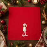 Personalised 3D-Effect Artwork Santa Hat Photo Design 100% Cotton Red Table Napkin with Name Table Decor Christmas Gift for Family Friend