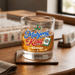 Vaso de whisky «Rock» de 10 oz con diseño personalizado con efecto 3D y temática de la corona del mahjong, con nombre; regalo de cumpleaños o aniversario para los amantes del mahjong y los aficionados
