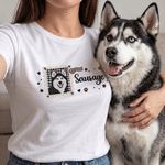 Personalised Stamp Frame Pet Photo Design T-shirt Sweatshirt Hoodie with Embroidered Name Birthday Gift for Pet Owners