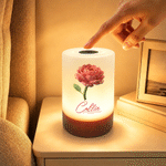 Personalised 3D-Effect Artwork Birth Flower Touch Control Rechargeable LED Night Light with Name Birthday Gift for New Moms Kids