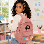 Mochila de pana con efecto 3D personalizada, con dibujo de un personaje de dibujos animados y foto de una estrella, con el nombre del niño o la niña; regalo de vuelta al cole y de cumpleaños para niño