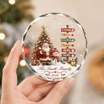 Personalized Santa Claus Snowman Signpost Glass Acrylic Ornament with Family Name and Year Tree Decor Christmas Gift for Family