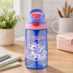 Gourde pour enfant personnalisée de 16 oz, colorée, avec dragon et pierre de naissance, avec prénom – Cadeau de rentrée scolaire pour les enfants et les élèves