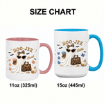 Personalized Multicolor Boo Jee Leopard Ghost 11 oz 15 oz Ceramic Coffee Mug with Name Halloween Fall Gift for Family Friends