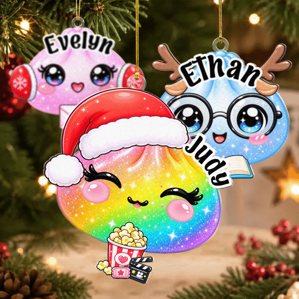 Personalized Christmas Theme Dumpling  Acrylic Hanging Ornament with Name Tree Decoration Christmas Gift for Kids