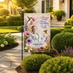 Personalized Floral Hummingbird Rainbow Photo Memorial Garden Flag with Name and Date Commemorative Sympathy Gift for Loss of Loved One