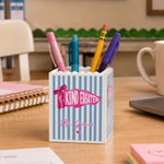 Personalized Teacher Pennant Flag Building Blocks Brick Pencil Holder with Title and Text Teacher's Day Appreciation Gift for Teacher