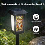 Personalisierte Buntglas-Optik Solar Gartenleuchte mit Haustier-Porträt nach Foto & Namen | Gartenlampe | Erinnerung Geschenk für Herrchen & Frauchen
