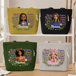 Sac fourre-tout en velours côtelé personnalisé, avec motif 3D, personnage de dessin animé, photo, messages positifs et prénom – Indispensable pour les voyages et le quotidien – Cadeau d'anniversaire p
