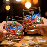 Vaso de whisky «Rock» de 10 oz con diseño personalizado con efecto 3D y temática de la corona del mahjong, con nombre; regalo de cumpleaños o aniversario para los amantes del mahjong y los aficionados