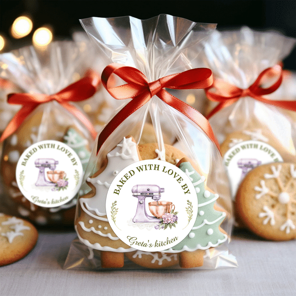 Personalized Baked with Love by Creative Baker Mixer Waterproof Stickers with Text Baking Birthday Christmas Gift for Baker Baking Enthusiast