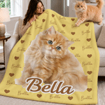Coperta morbida personalizzata, con foto animale in stile acquerello, nuvola di parole e nome - Regalo di compleanno per amanti di animali 3