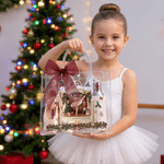 Personalised Nutcracker Ballerina Girl Christmas Wreath Burgundy Bow Gift Bag with Name and Year Christmas Gift for Ballet Lovers