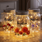 Personalised Birth Flower Mason Jar Night Light with Name Home Decor Birthday Bachelorette Party Gift for Friend Sister Bridesmaid
