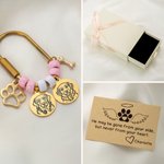 Personalised Cute Paw Print Bone Pet Portrait Beads Keychain Bag Charm with Card and Box Memory Sympathy Gift for Loss of Pet