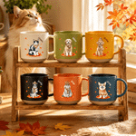 Personalised Autumn Maple Leaf Pet Photo 12 oz Ceramic Coffee Mug with Name Daily Use Birthday Gift for Pet Owners Lovers
