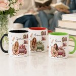 Personalized 3D-Effect Artwork Cartoon Character Birth Flower 11 oz 15 oz Ceramic Mug with Name Daily Use Birthday Gift for Book Lover Woman