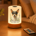 Personalised Watercolor Pet Photo Dimmable Touch Control LED Night Light with Name and Adjustable Light Colors Christmas Gift for Pet Lovers