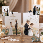 Personalized Watercolor The Newlyweds Photo Greeting Card with Text Year and Envelope Wedding Reception Gift for Couple Newlyweds